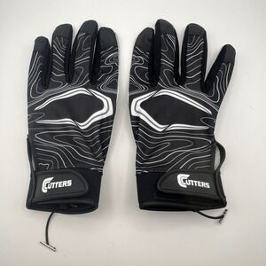 Cutters S150 Game Day Football Receiver Gloves Black White Topo Print Mens L XL